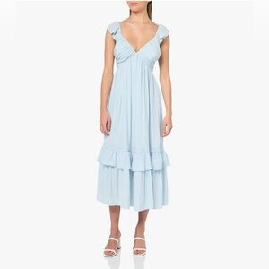 Ramy Brook Light Blue Ruffled Midi Dress